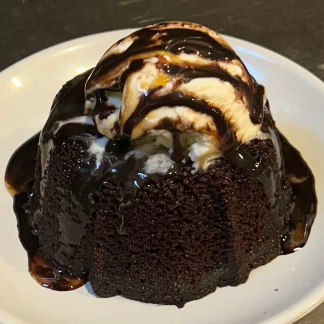Chocolate Ganache Lava Cake à la mode.